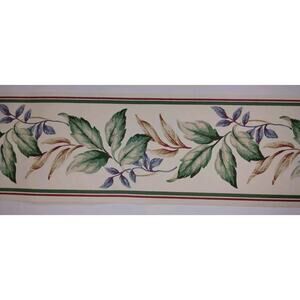 York Decorative Wall Border - Blue Green Brown Leaves 5 yds - Pre-pasted